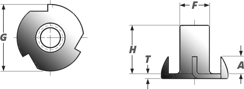 3 Prong T Nuts Dimensions